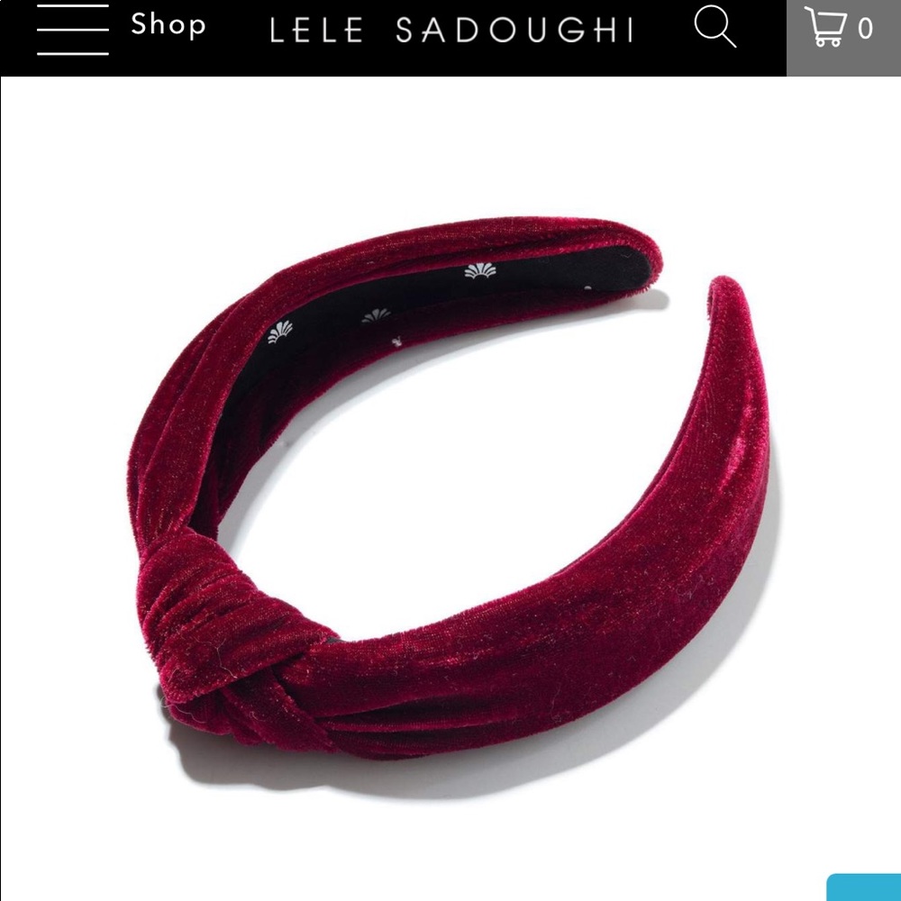 Lele Sadoughi Maroon Velvet Headband